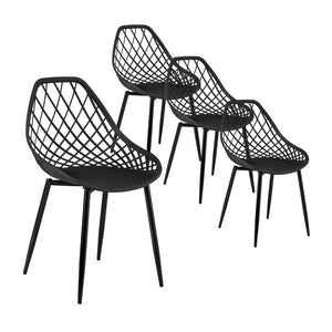 Outdoor Dining Chairs 4pc | PP Lounge Chairs | Black Patio Furniture