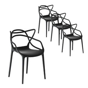 4PC Outdoor Dining Chairs | PP Portable Stackable Chair | Patio Furniture
