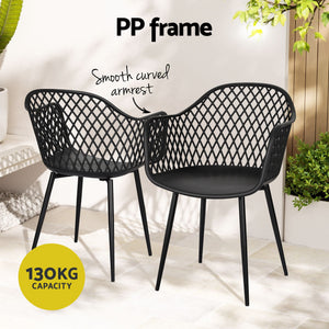 Outdoor Dining Set | 5 Piece Table & Chairs | Diamond Style Black