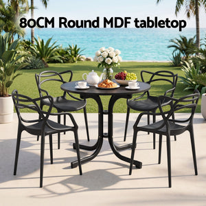 Outdoor Dining Set | 5 Piece Table & Chairs | Entwine Style Black