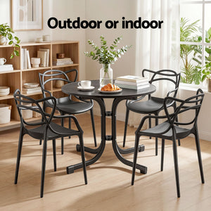 Outdoor Dining Set | 5 Piece Table & Chairs | Entwine Style Black