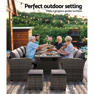 Outdoor Dining Set | Wicker Table Chairs | Setting | 8 Seater