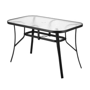 Gardeon Dining Table | 120CM | Outdoor | Steel Frame | Parasol Hole | Black