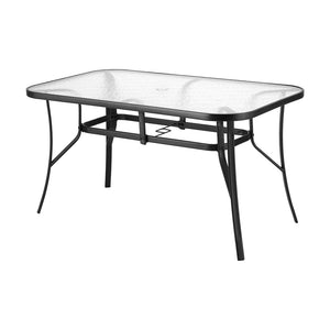 Gardeon Dining Table | 140cm | Outdoor Use | Steel Frame | Tempered Glass Top | Black