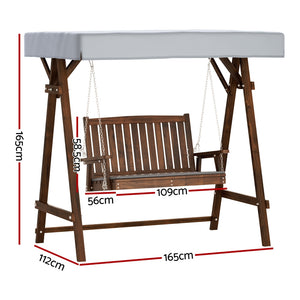 Large Wooden 2 Peace Swing Chair - Outdoors / Patio