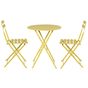 3PC Outdoor Bistro Set | Steel Table and Chairs | Patio Furniture | Yellow