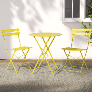 3PC Outdoor Bistro Set | Steel Table and Chairs | Patio Furniture | Yellow