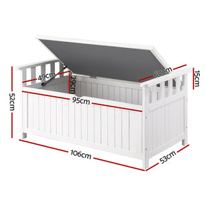 Outdoor Storage Bench Box | Wooden | Garden Toy & Tool | White Finish