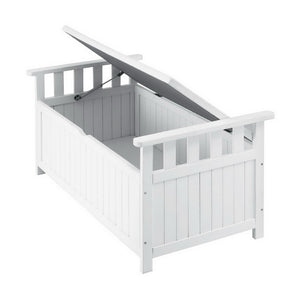 Outdoor Storage Bench Box | Wooden | Garden Toy & Tool | White Finish