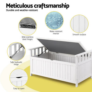 Outdoor Storage Bench Box | Wooden | Garden Toy & Tool | White Finish
