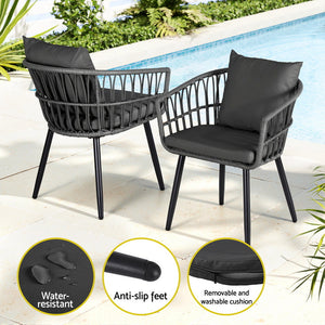Outdoor Bistro Set 3pc | Table + 2 Chairs | Patio Lounge Setting | Grey