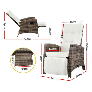 Outdoor Recliner Sun Lounger | Wicker | Adjustable | Brown