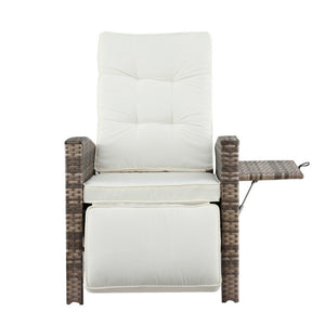 Outdoor Recliner Sun Lounger | Wicker | Adjustable | Brown
