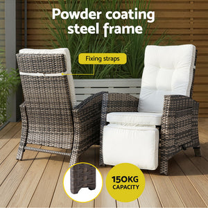 Outdoor Recliner Sun Lounger | Wicker | Adjustable | Brown