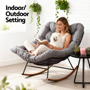 Outdoor Rocking Chair | Papasan Recliner | Patio Lounge Setting
