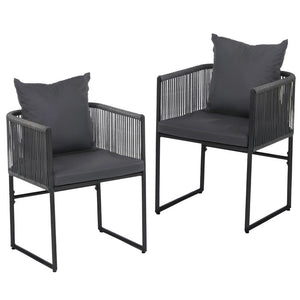 Outdoor Dining Chairs Set 2pc | Woven Rope Seat | Steel Frame