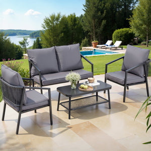 4 Seater Outdoor Sofa Set | 4PCS | Table & Chair Setting | Patio Furniture