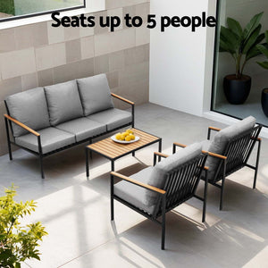 5 Seater Outdoor Sofa Set | 4PCS | Table & Bench | Patio Furniture