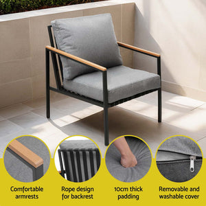 5 Seater Outdoor Sofa Set | 4PCS | Table & Bench | Patio Furniture