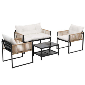 Outdoor Sofa Set | 4 Seater | 4PCS Table Chair Patio Furniture | Garden Lounge