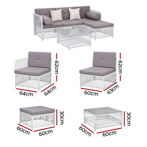 Outdoor Sofa Set | 4 Seater | 5pc Table & Chairs | Patio Furniture