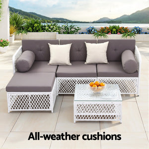 Outdoor Sofa Set | 4 Seater | 5pc Table & Chairs | Patio Furniture
