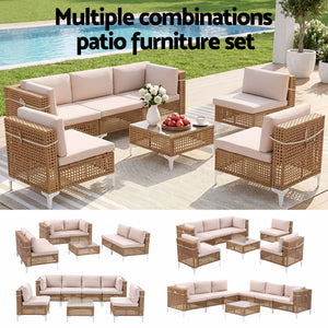 Outdoor Sofa Set | 7 Piece 6 Seater Rattan Patio Lounge