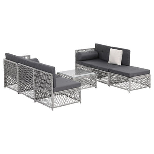 Outdoor Rattan Sofa Set 6 Seater | 7pc Table & Chairs | Patio Furniture