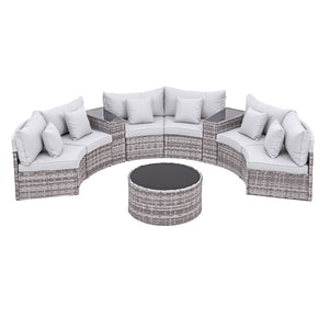Gardeon 6 Seater Outdoor Sofa Set 9PCS Table Chair Set Garden Rattan Patio Furniture