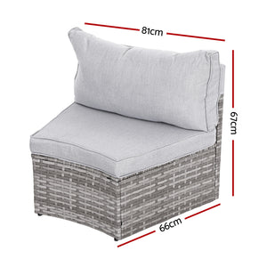 Gardeon 2 PCS Outdoor Sofa Set Rattan Modular Chair Garden Patio Furniture Grey