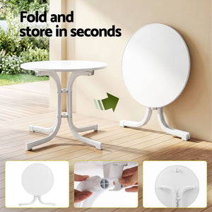 Outdoor Side Table | 80cm Folding Round Bistro Table | White