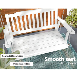 Porch Swing Chair | With Chain | Garden Bench | Outdoor Furniture | Wooden | White