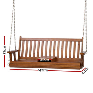 Porch Swing Chair | Wooden Bench | 2 Seater | Cup Holder