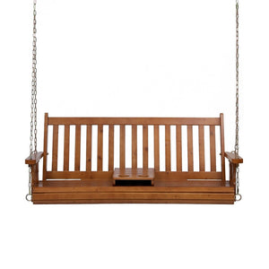 Porch Swing Chair | Wooden Bench | 2 Seater | Cup Holder