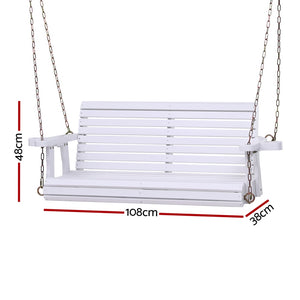 Outdoor Porch Swing | Wooden 2 Seater Bench | Cup Holder Included
