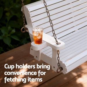 Outdoor Porch Swing | Wooden 2 Seater Bench | Cup Holder Included