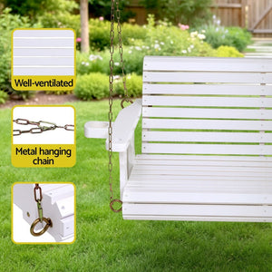 Outdoor Porch Swing | Wooden 2 Seater Bench | Cup Holder Included