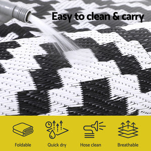 Reversible Outdoor Rug | 120x180cm | PP Dual-Sided Patio Mat | Cross Pattern