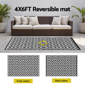 Reversible Outdoor Rug | 120x180cm | PP Dual-Sided Patio Mat | Cross Pattern