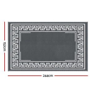 Reversible Outdoor Rug | 152x244cm | PP Dual-Sided Patio Mat | Greek Key