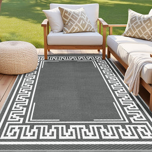 Reversible Outdoor Rug | 152x244cm | PP Dual-Sided Patio Mat | Greek Key