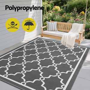 Reversible Outdoor Rug | 152x244cm | PP Dual-Sided Patio Mat | Maroc Pattern