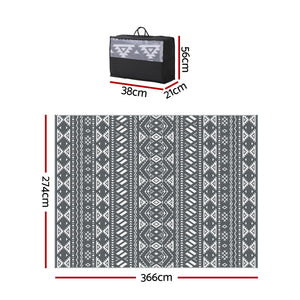 Reversible Outdoor Rug | 274x366cm | PP Dual-Sided Patio Mat | Bohemian