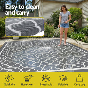 Reversible Outdoor Rug | 274x366cm | PP Dual-Sided Patio Mat | Large