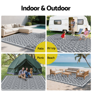 Reversible Outdoor Rug | 274x366cm | PP Dual-Sided Patio Mat | Large