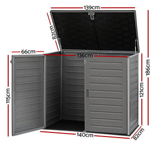 Outdoor Storage Box | 1170L | Lockable Container Cabinet | Tool Shed | Grey