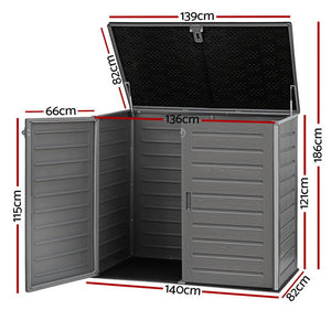 Outdoor Storage Box | 1170L | Lockable Container Cabinet | Tool Shed | Grey