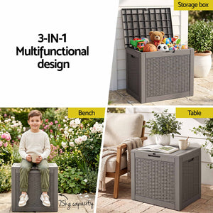 Outdoor Storage Box | 118L Lockable Rattan Look Container | Brown