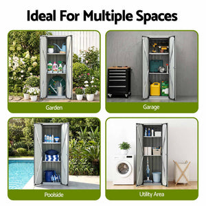 Garden Storage Cabinet | Lockable Steel Tool Cupboard with Adjustable Shelves