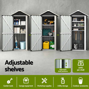Gardeon Outdoor Storage Cabinet Garden Shed Steel Tool Lockable Cupboard Adjustable Shelves